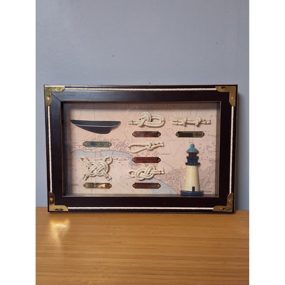 Vintage Nautical Knots Wooden Shadow‎ Box. Featuring Different Sailor Knots. GVC